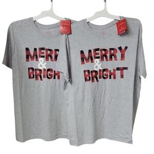 Wondershop Merry and Bright Set of 2 Grey Tee Shirts Mens Size XL NWT